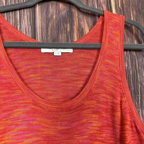 LOFT Sweater Knit Maxi Dress Sleeveless Orange Red Size Large Petite LP - Picture 5 of 7